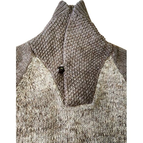 J. Crew Wool Alpaca Shawl Collar Marled Gray Brown Knit Sweater Men Size Medium - Picture 4 of 10